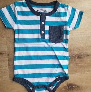 Blue stripe henley onesie